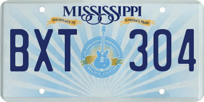 MS license plate BXT304