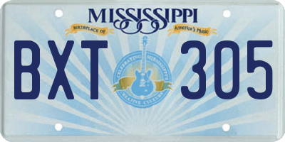 MS license plate BXT305