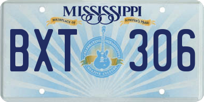 MS license plate BXT306