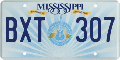 MS license plate BXT307