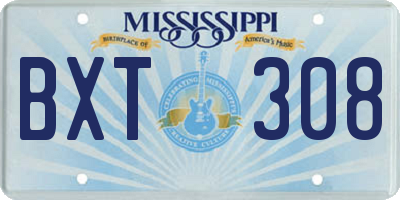MS license plate BXT308