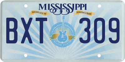MS license plate BXT309