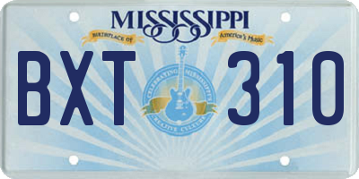 MS license plate BXT310