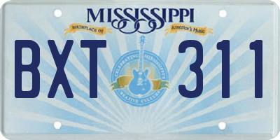MS license plate BXT311