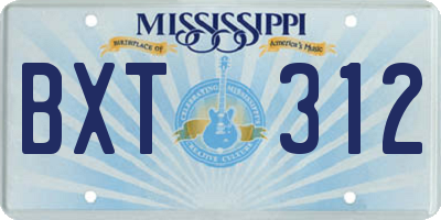 MS license plate BXT312