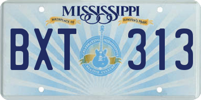 MS license plate BXT313
