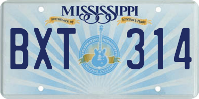 MS license plate BXT314