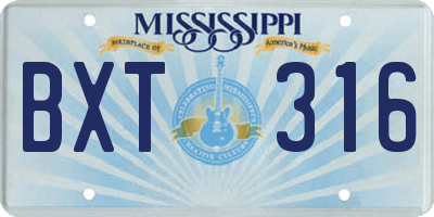 MS license plate BXT316