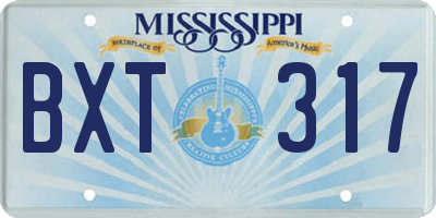 MS license plate BXT317