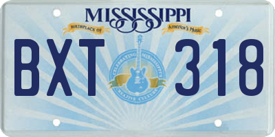 MS license plate BXT318