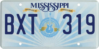 MS license plate BXT319
