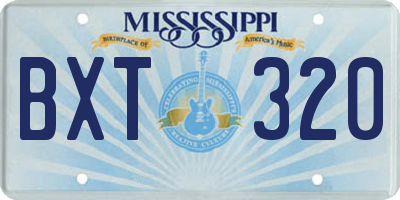 MS license plate BXT320