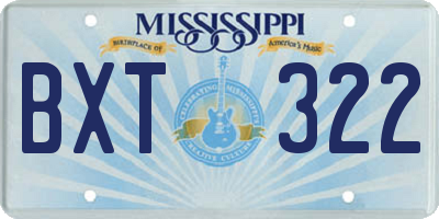 MS license plate BXT322