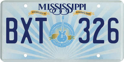 MS license plate BXT326