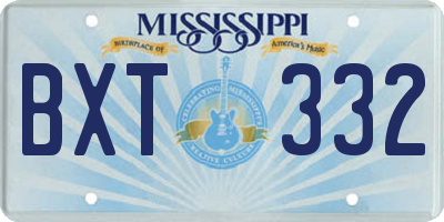 MS license plate BXT332