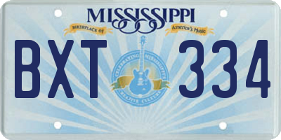 MS license plate BXT334