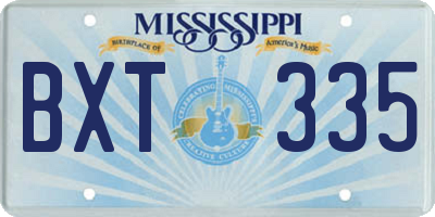 MS license plate BXT335