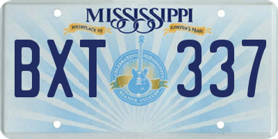 MS license plate BXT337