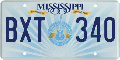MS license plate BXT340