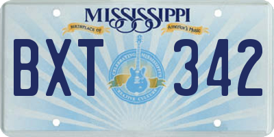 MS license plate BXT342
