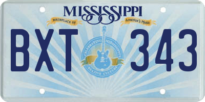 MS license plate BXT343