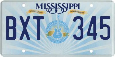MS license plate BXT345