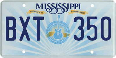 MS license plate BXT350