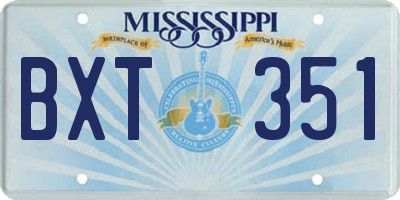 MS license plate BXT351