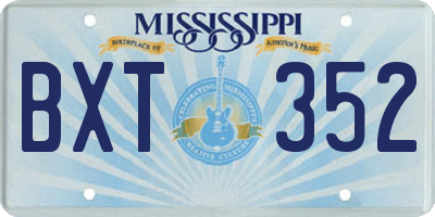 MS license plate BXT352