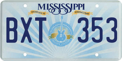 MS license plate BXT353