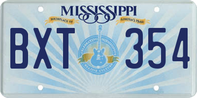 MS license plate BXT354