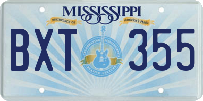 MS license plate BXT355
