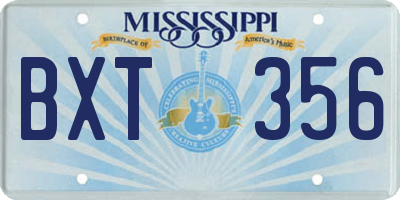 MS license plate BXT356