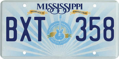 MS license plate BXT358