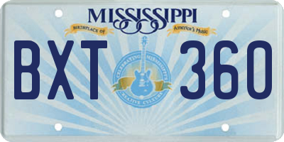 MS license plate BXT360