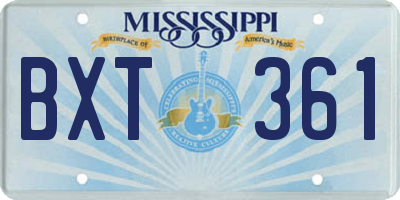 MS license plate BXT361