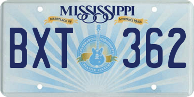 MS license plate BXT362