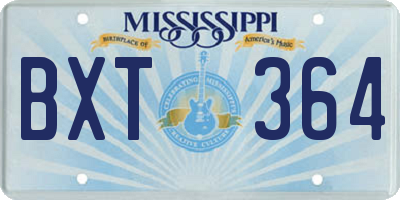 MS license plate BXT364