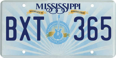 MS license plate BXT365