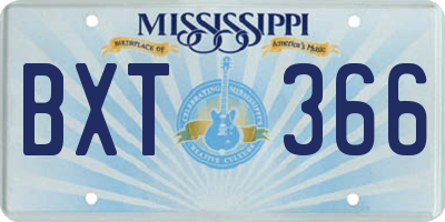 MS license plate BXT366