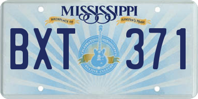 MS license plate BXT371