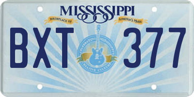 MS license plate BXT377