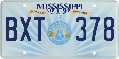 MS license plate BXT378