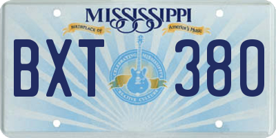 MS license plate BXT380