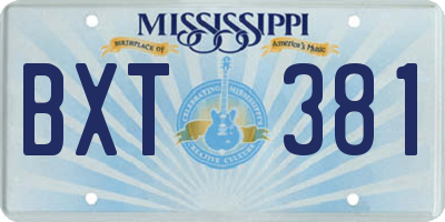 MS license plate BXT381