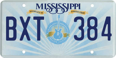 MS license plate BXT384