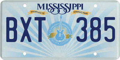 MS license plate BXT385