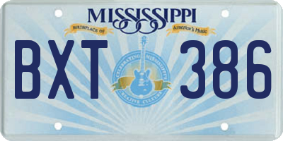 MS license plate BXT386