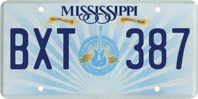 MS license plate BXT387