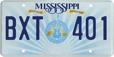 MS license plate BXT401